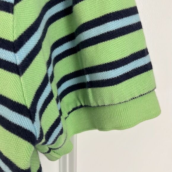 Polo Ralph Lauren Lime with Double Blue Stripes  Polo Shirt made in 🇺🇸 USA - Picture 4 of 10